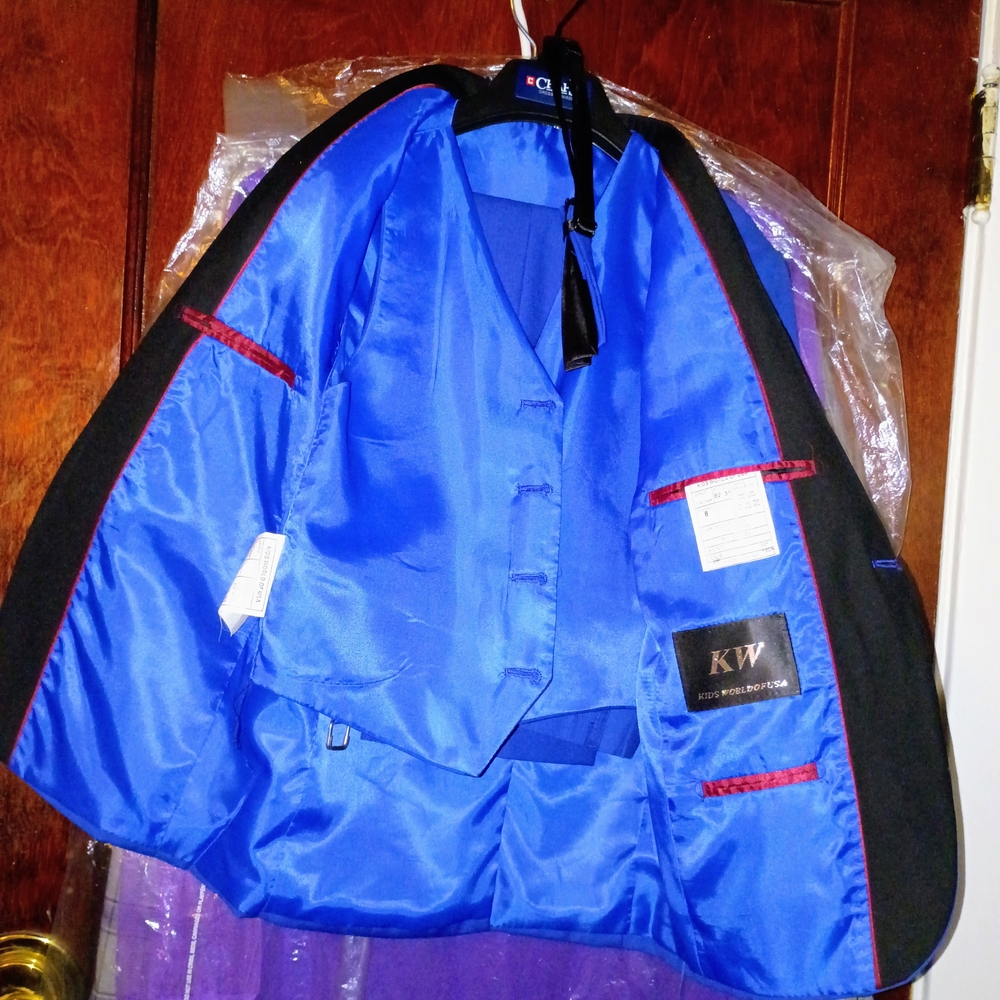 **Worn Once** Kids Blue and Black Formal Suit - Picture 4 of 7